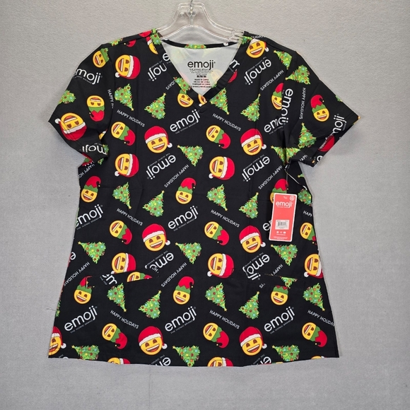 EMOJI Iconic Fashion Brand Size M  Scrub  HOLIDAY Top - Picture 1 of 10
